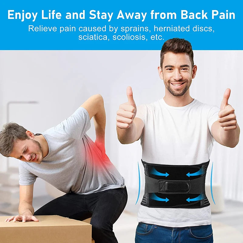 Back Brace for Lower Back Pain Relief with 6 Stays for Heavy Lifting Sedentariness Breathable Lumbar Support for Herniated Disc