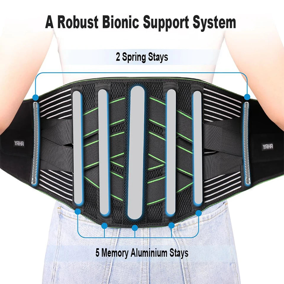 Back Brace for Lower Back Pain Relief with 6 Stays for Heavy Lifting Sedentariness Breathable Lumbar Support for Herniated Disc